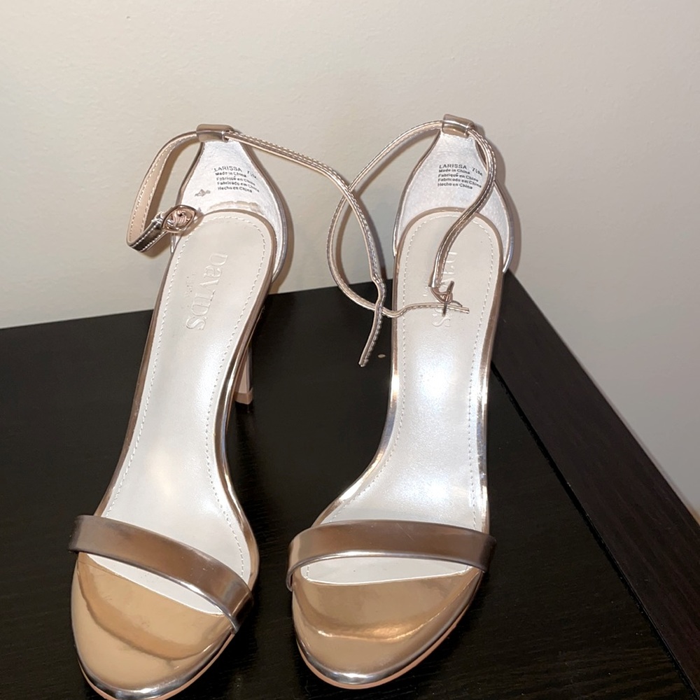 Rose Gold Strappy Size 7 or 7 1/2 4 Inch Heels - David's Bridal
